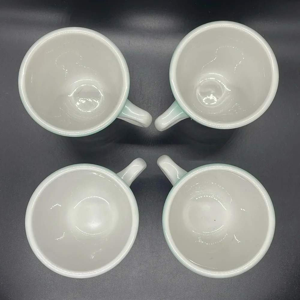 Vintage 40’s 50’s Shenango China seafoam teal diner mugs Set of 4